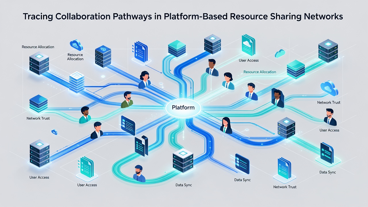 Visualization of temporal collaboration pathways showing branching resource exchanges over multiple time periods